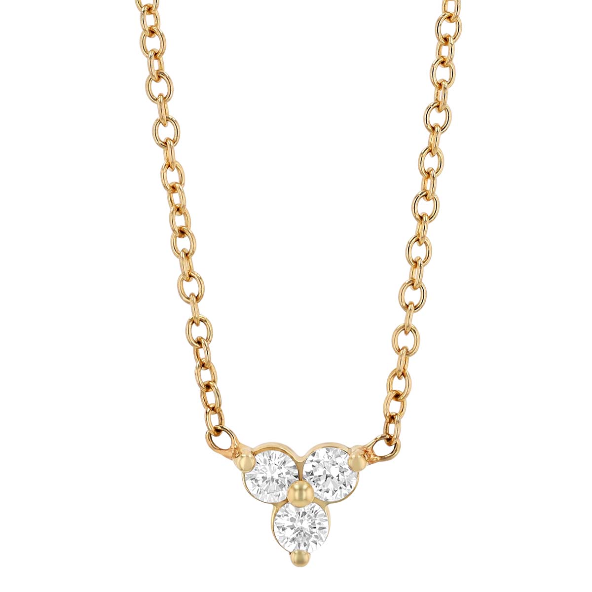 Zoe Chicco Diamond Trio Prong Set Necklace in Yellow Gold, 16