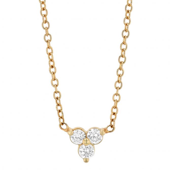 Zoe Chicco Diamond Trio Prong Set Necklace in Yellow Gold, 16"