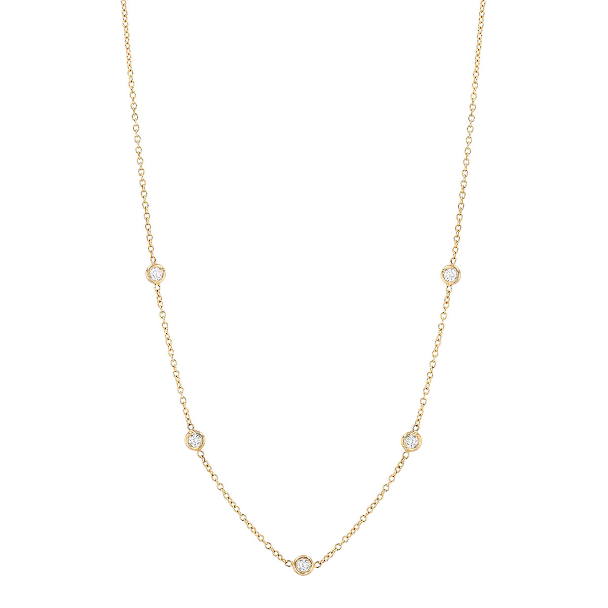 Zoe Chicco 5 Floating Diamond Bezel Set Station Necklace in Yellow Gold ...