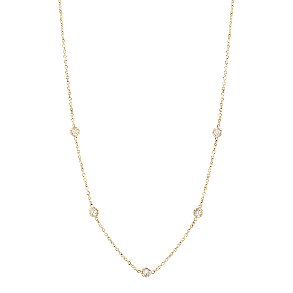 Zoe Chicco 5 Floating Diamond Bezel Set Station Necklace in Yellow Gold, 18