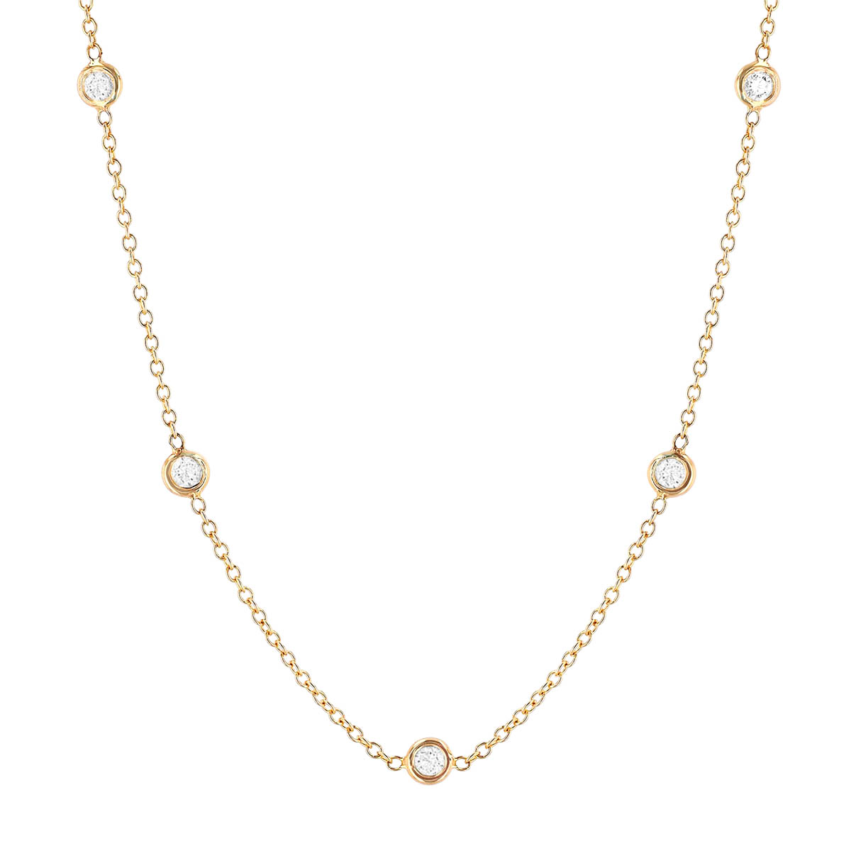 Zoe Chicco 5 Floating Diamond Bezel Set Station Necklace in Yellow Gold, 18