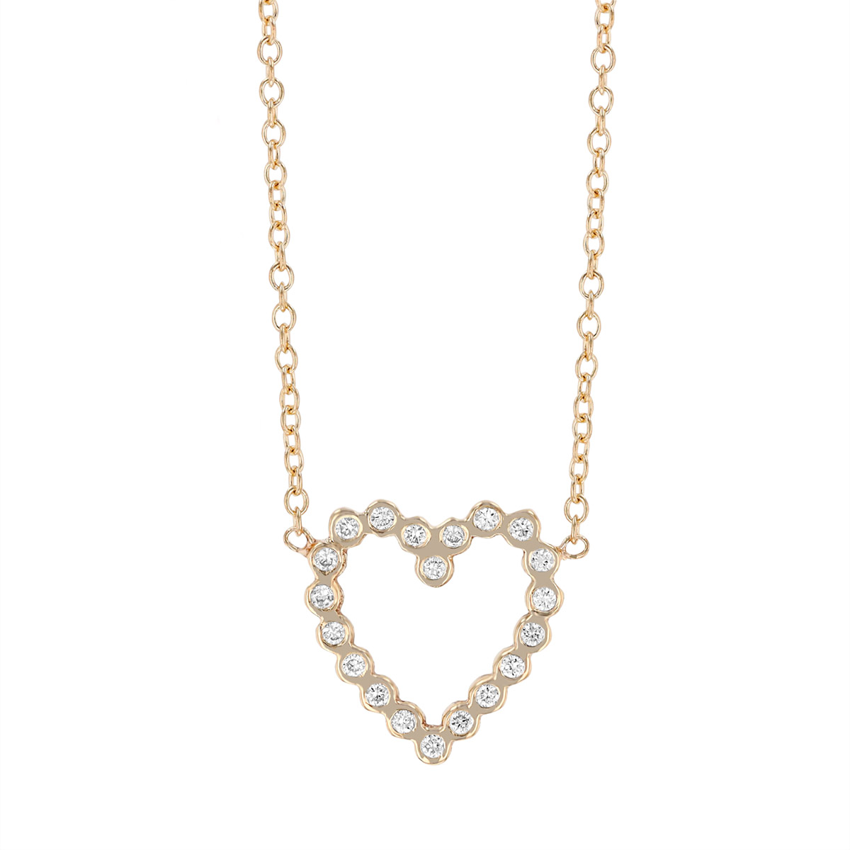 Zoe Chicco Diamond Bezel Set Open Heart Pendant in Yellow Gold, 18