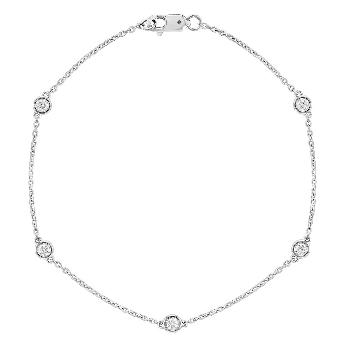 Borsheims Signature Collection Lab-Grown Diamond 5 Station Bracelet in White Gold, 0.25 cttw, 7