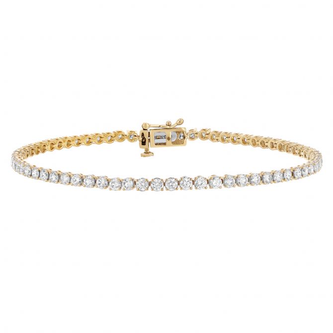 Borsheims Signature Collection Lab-Grown Diamond Tennis Bracelet in 14K Gold, 3.00 cttw,
