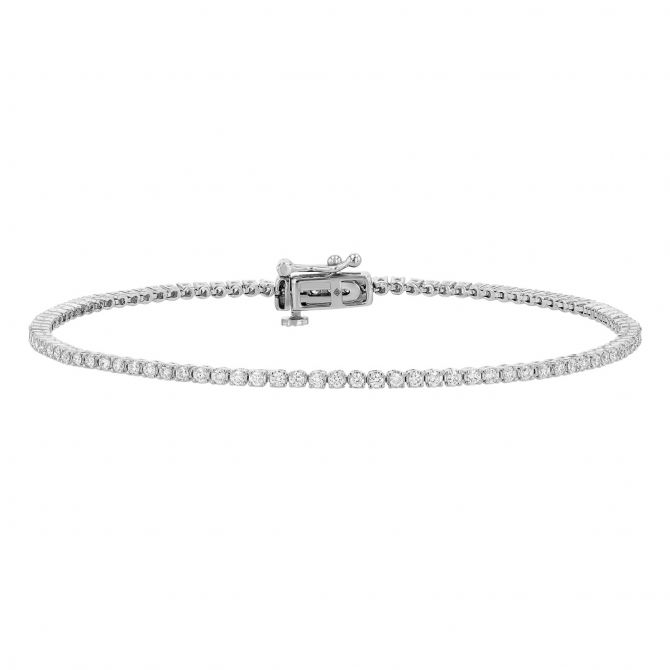 Borsheims Signature Collection Lab-Grown Diamond Tennis Bracelet in White Gold, 1.00 cttw, 7"
