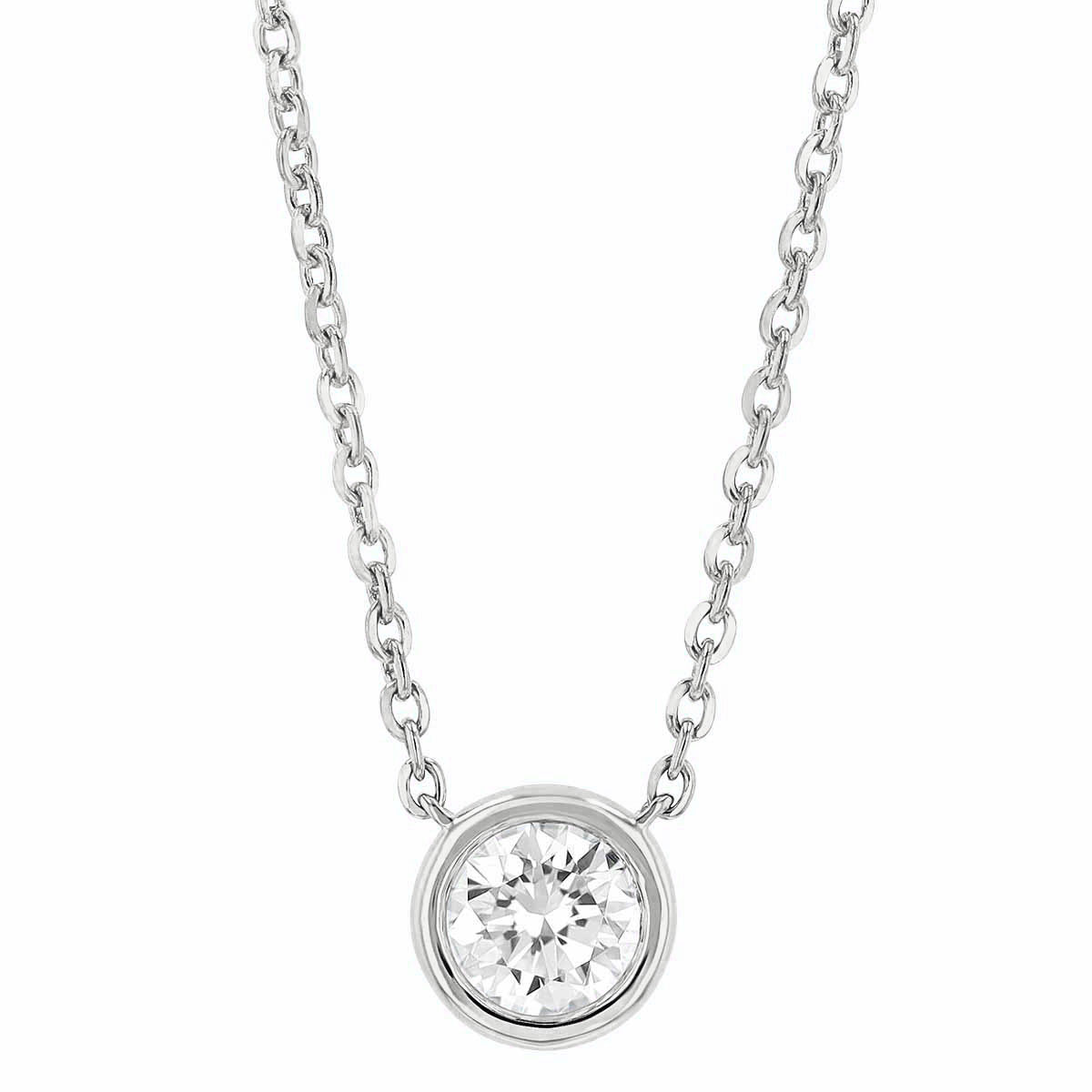 Borsheims Signature Collection Lab-Grown Diamond Solitaire Necklace in White Gold, 0.50 cttw, 18