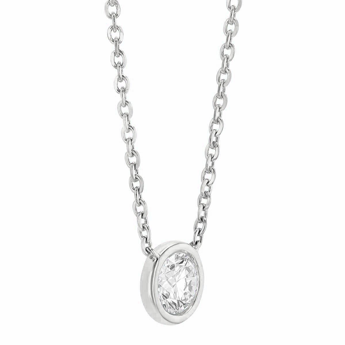 Borsheims Signature Collection Lab-Grown Diamond Solitaire Necklace in White Gold, 0.50 cttw, 18