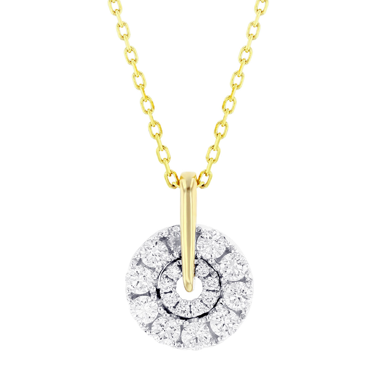 Frederic Sage Diamond Cluster Spinning Circle Pendant Necklace in Yellow Gold