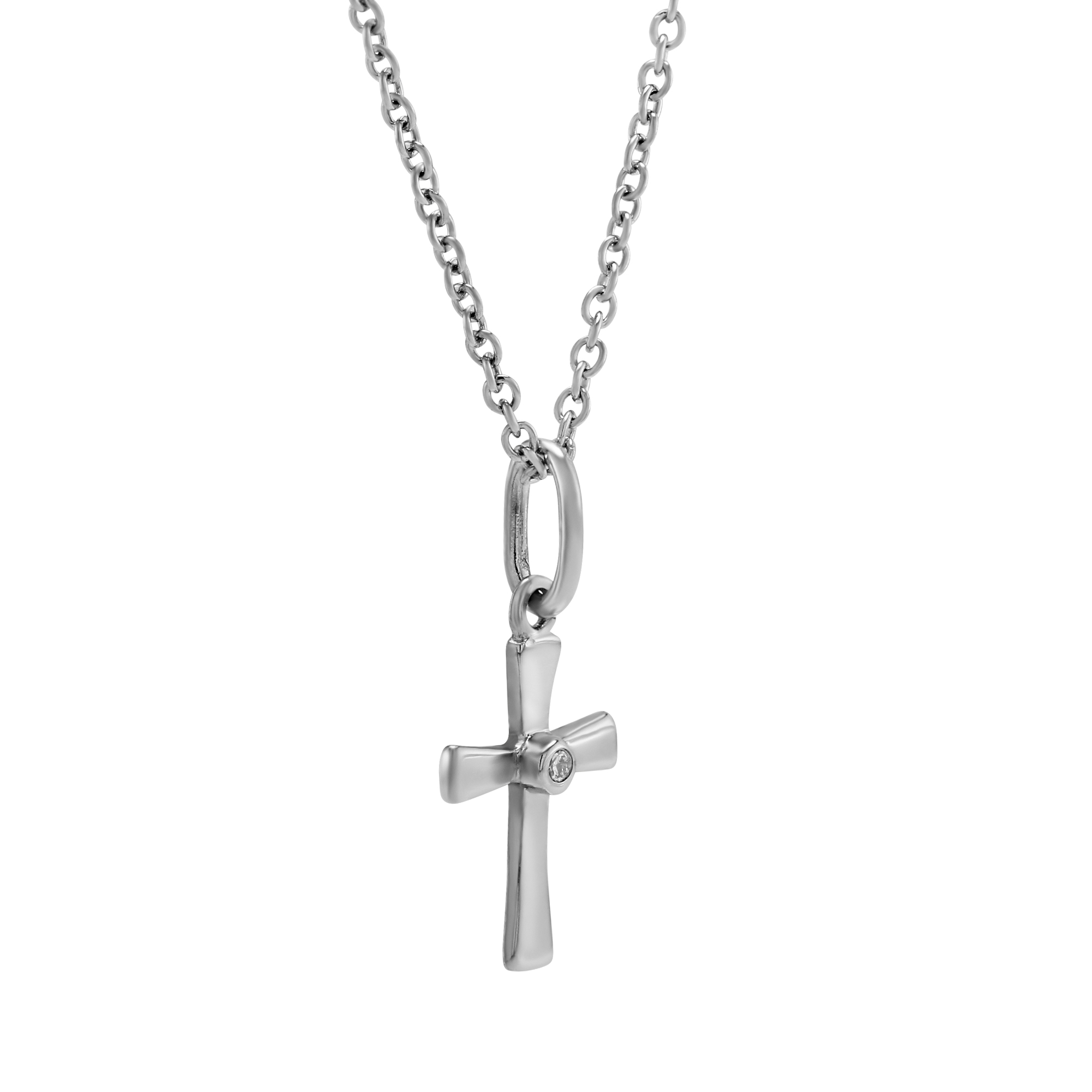 Sterling Silver Children's Diamond Cross Pendant