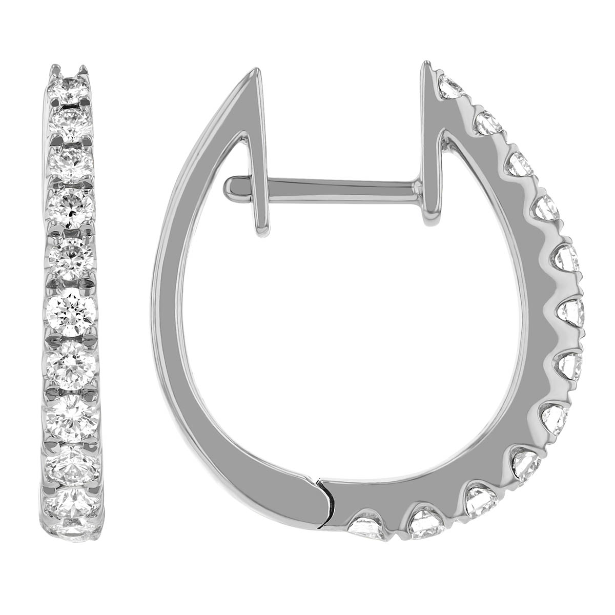 Diamond Hoop Earrings in White Gold, 0.62 cttw