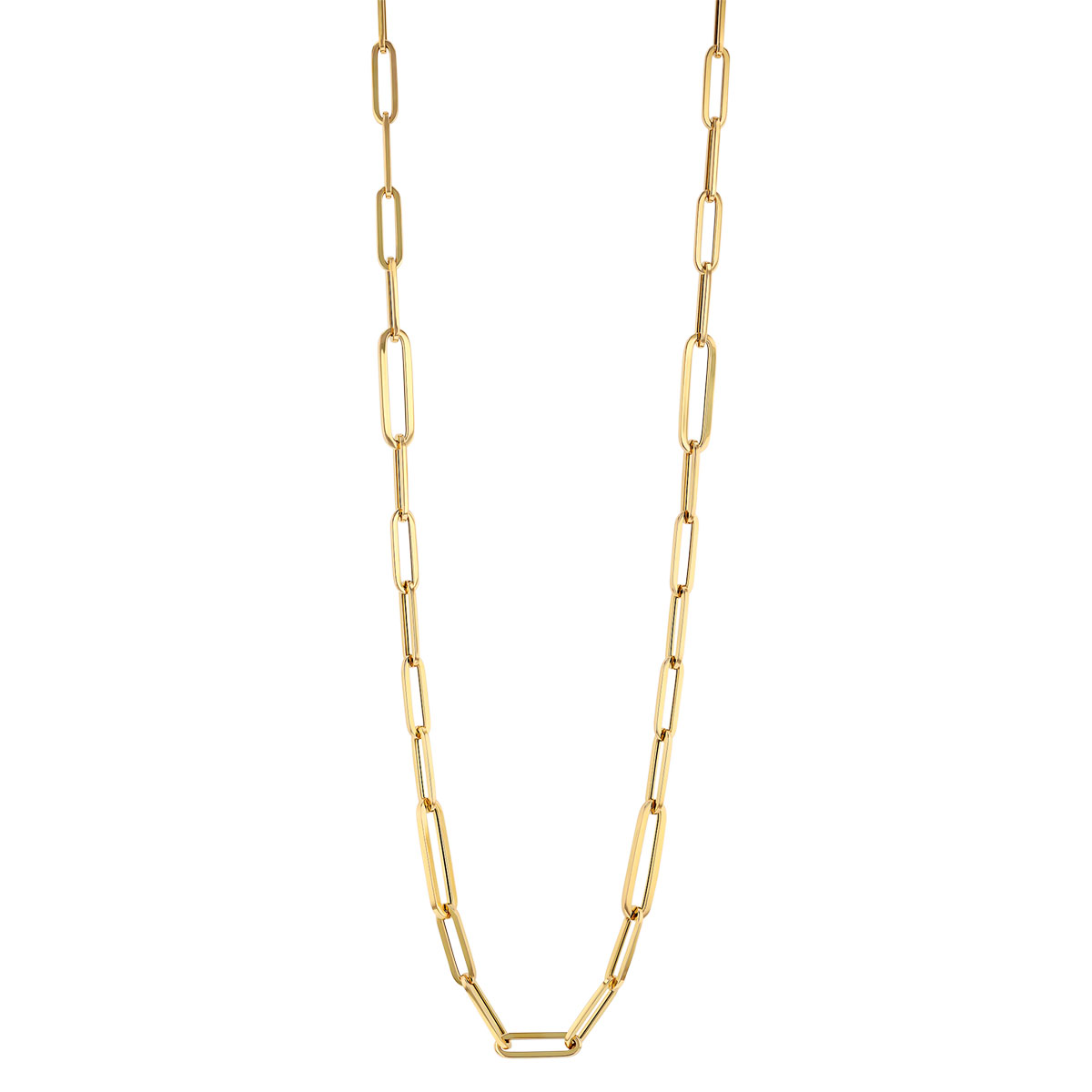 Roberto Coin Yellow Gold Alternating Size Paperclip Link Chain Necklace, 22