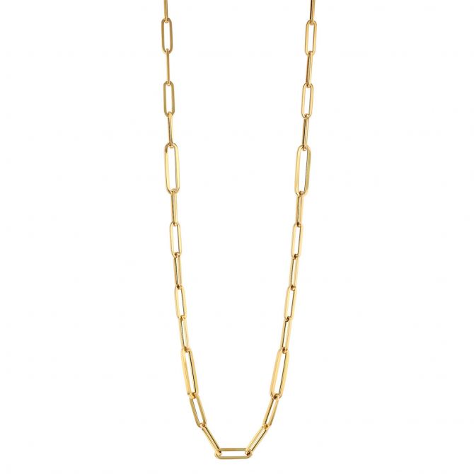 Roberto Coin Yellow Gold Alternating Size Paperclip Link Chain Necklace, 22"