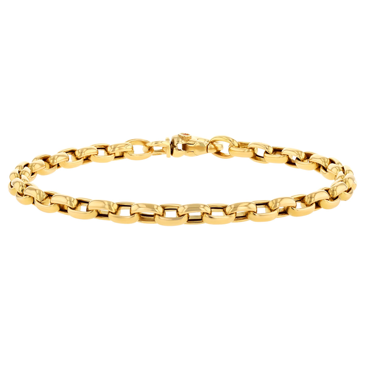 Roberto Coin Yellow Gold Rounded Link Chain Bracelet, 7