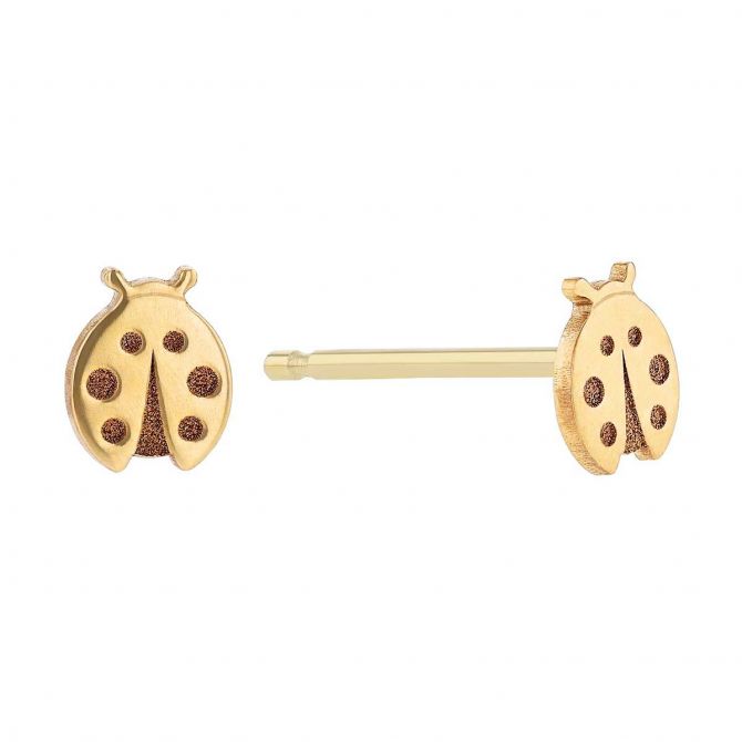 Zoe Chicco Yellow Gold Itty Bitty Ladybug Stud Earrings