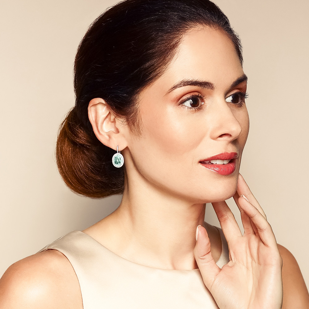 Omi Prive Oval Paraiba Tourmaline & Diamond Double Halo Earrings in Platinum