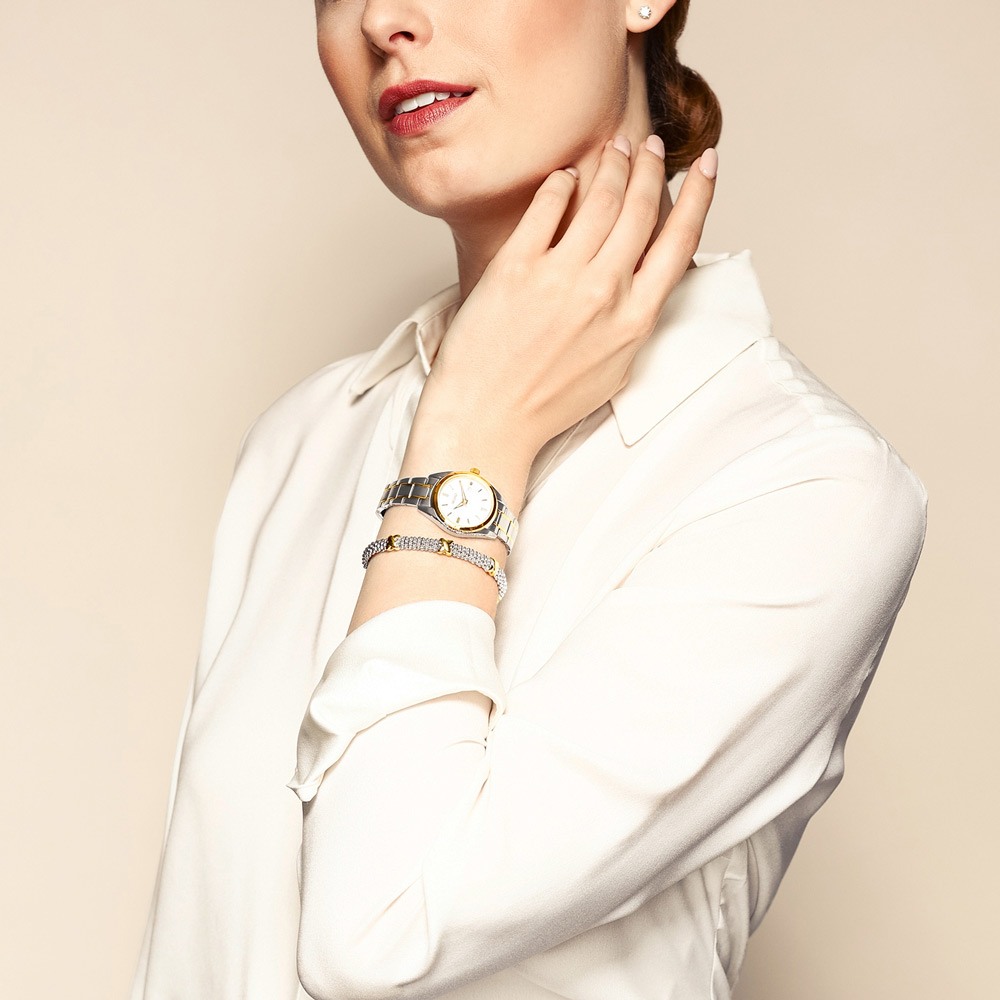 LAGOS Sterling Silver Caviar Bracelet with 3 18K Yellow Gold X Stations, 7