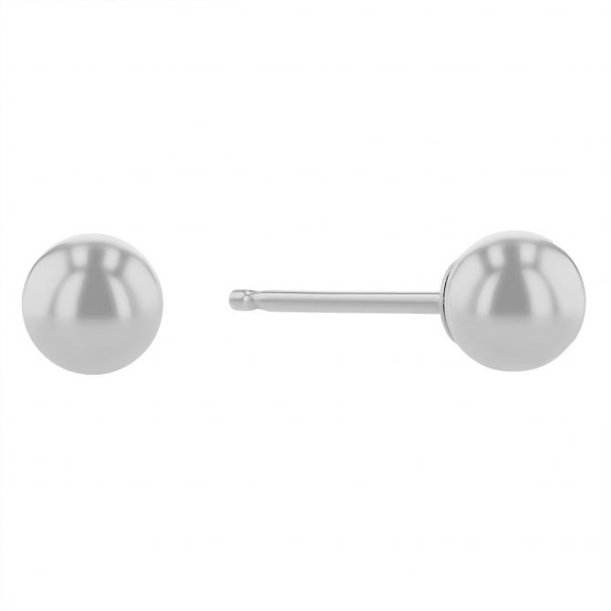 White Gold Ball Stud Earrings, 5 mm