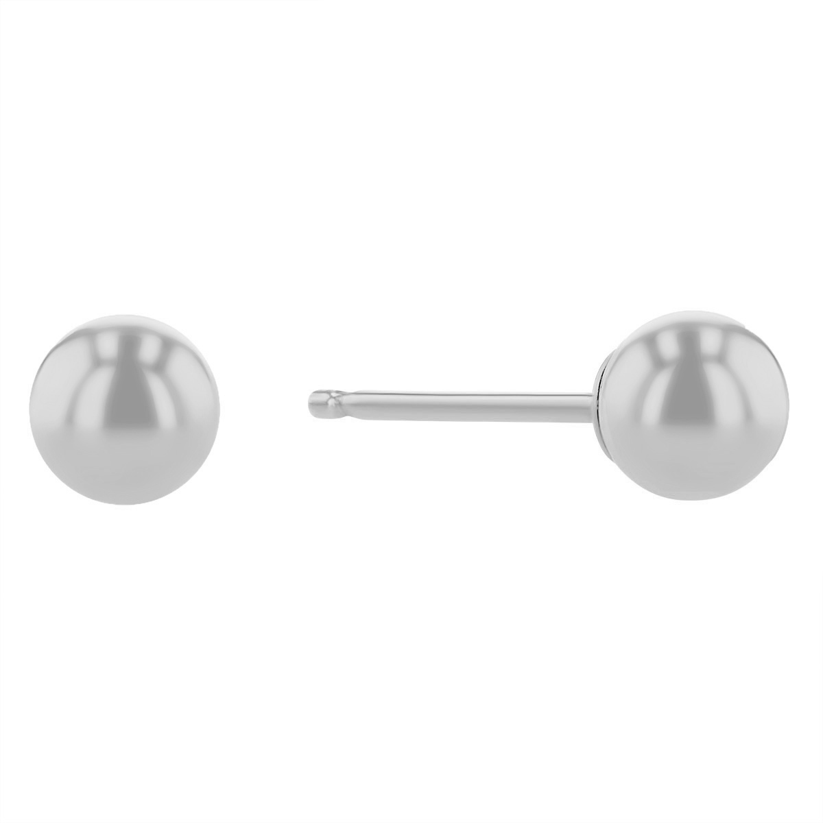 White Gold Ball Stud Earrings, 6 mm