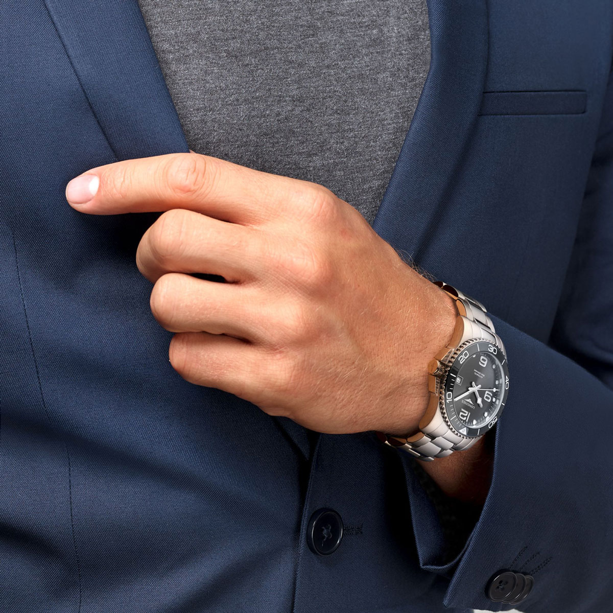 Longines HydroConquest 41mm Men's Watch, Sunray Grey Dial