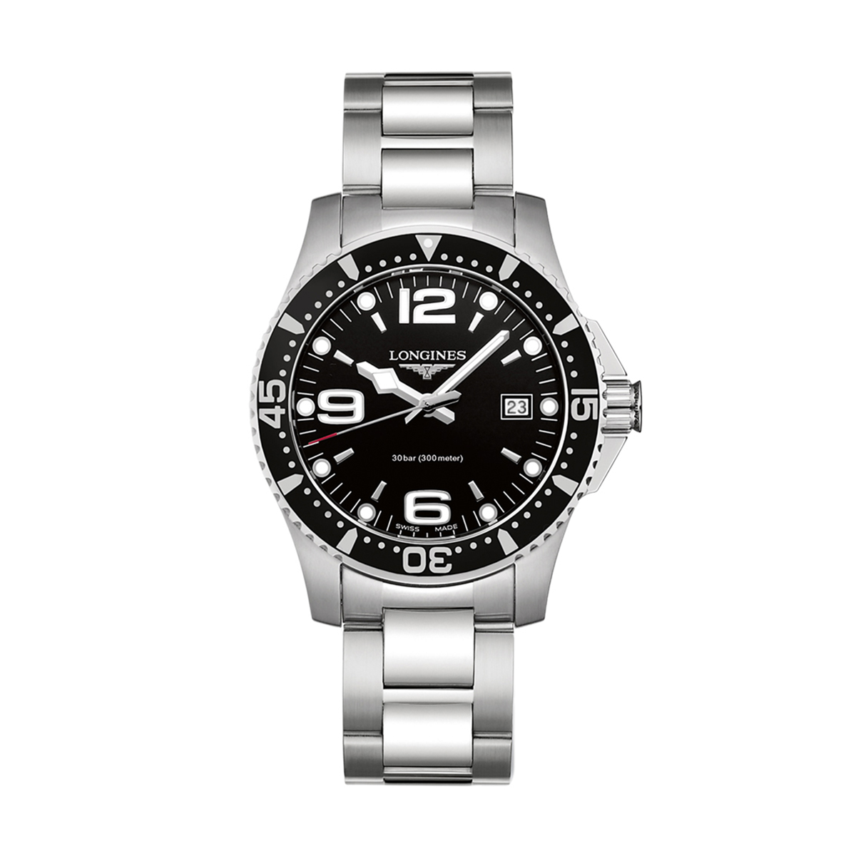 Longines HydroConquest Stainless Steel 41mm Men's Watch, Sunray Black Dial