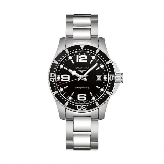 Longines HydroConquest Stainless Steel 41mm Men's Watch, Sunray Black Dial