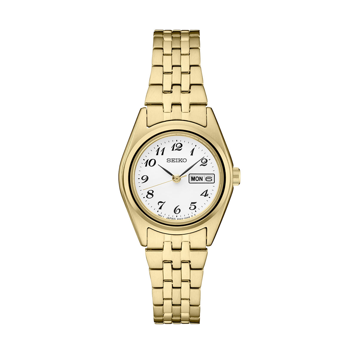 Seiko Essentials 25.5mm Gold Tone Stainless Steel Watch, White Dial
