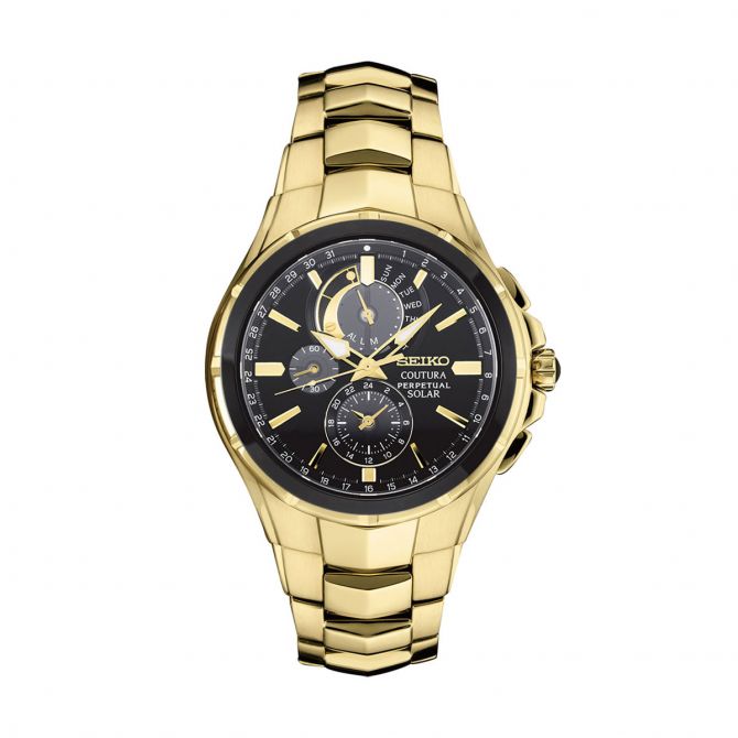 Seiko Coutura 44mm Watch, Black Dial