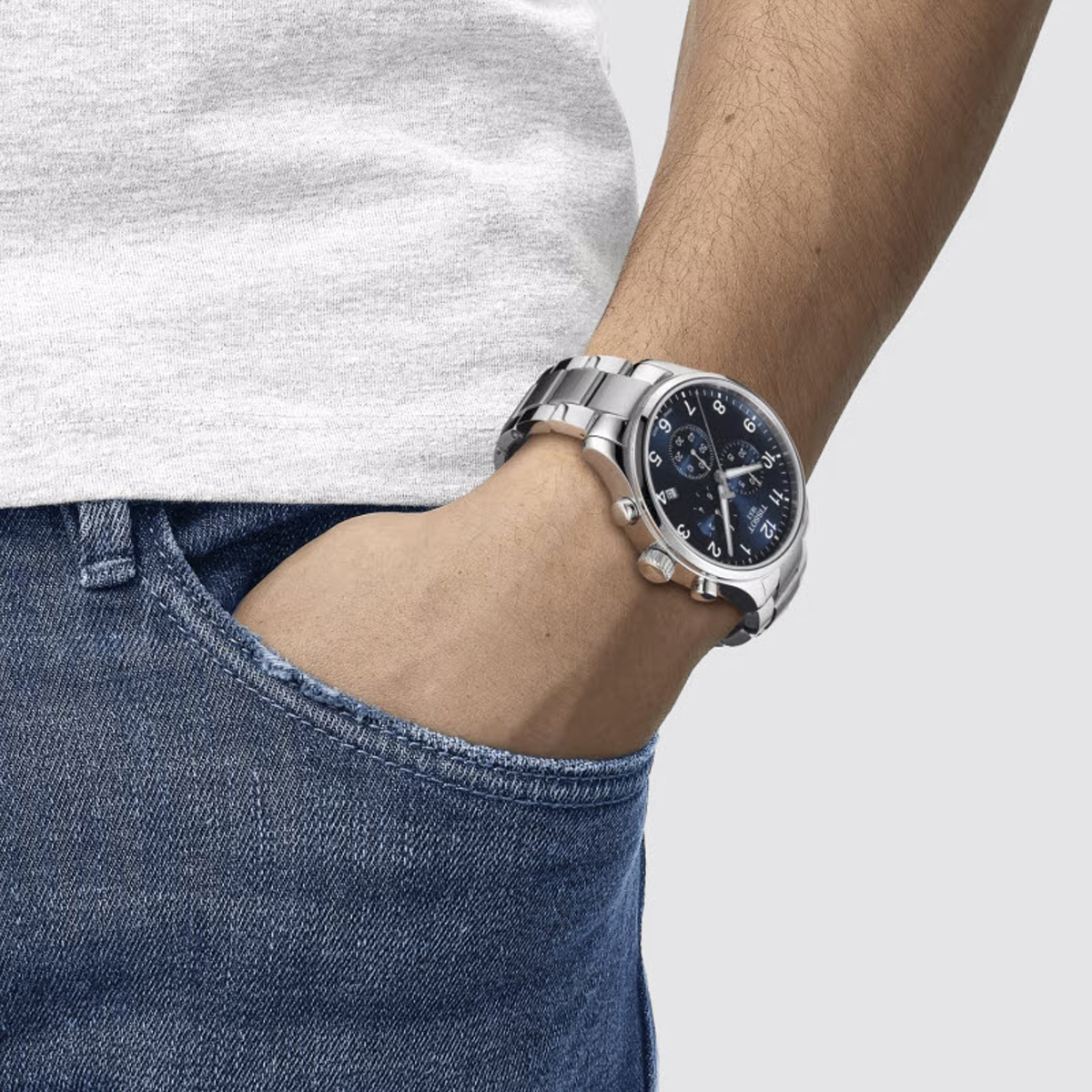 Tissot Chronograph XL Classic 45mm Watch, Blue Dial