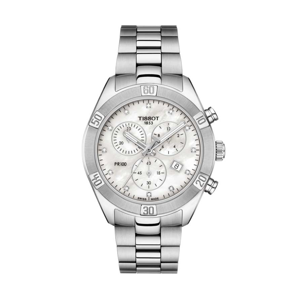 Tissot PR100 Sport Chic Chronograph, White Mother of Pearl Dial