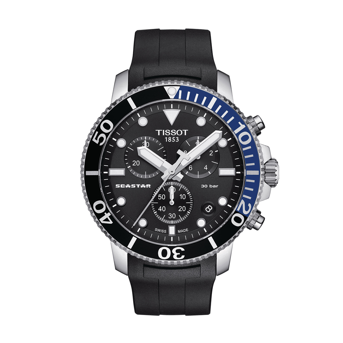 Tissot Seastar 1000 Quartz Chronograph 45.5mm Men's Watch, Black and Blue Dial