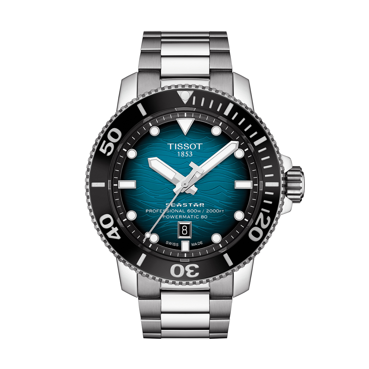 Tissot Seastar 2000 Professional Powermatic 80 Diver 46mm Men's Watch, Shaded Blue Pattern Dial
