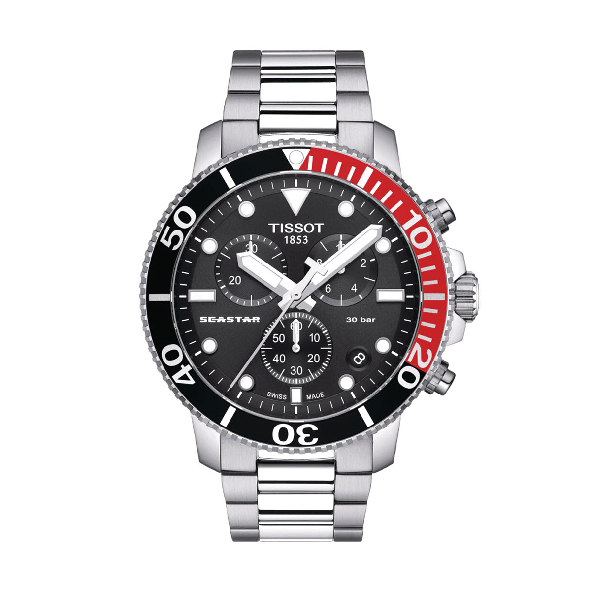 Tissot Seastar 1000 Chronograph 45mm Men's Watch, Black Dial