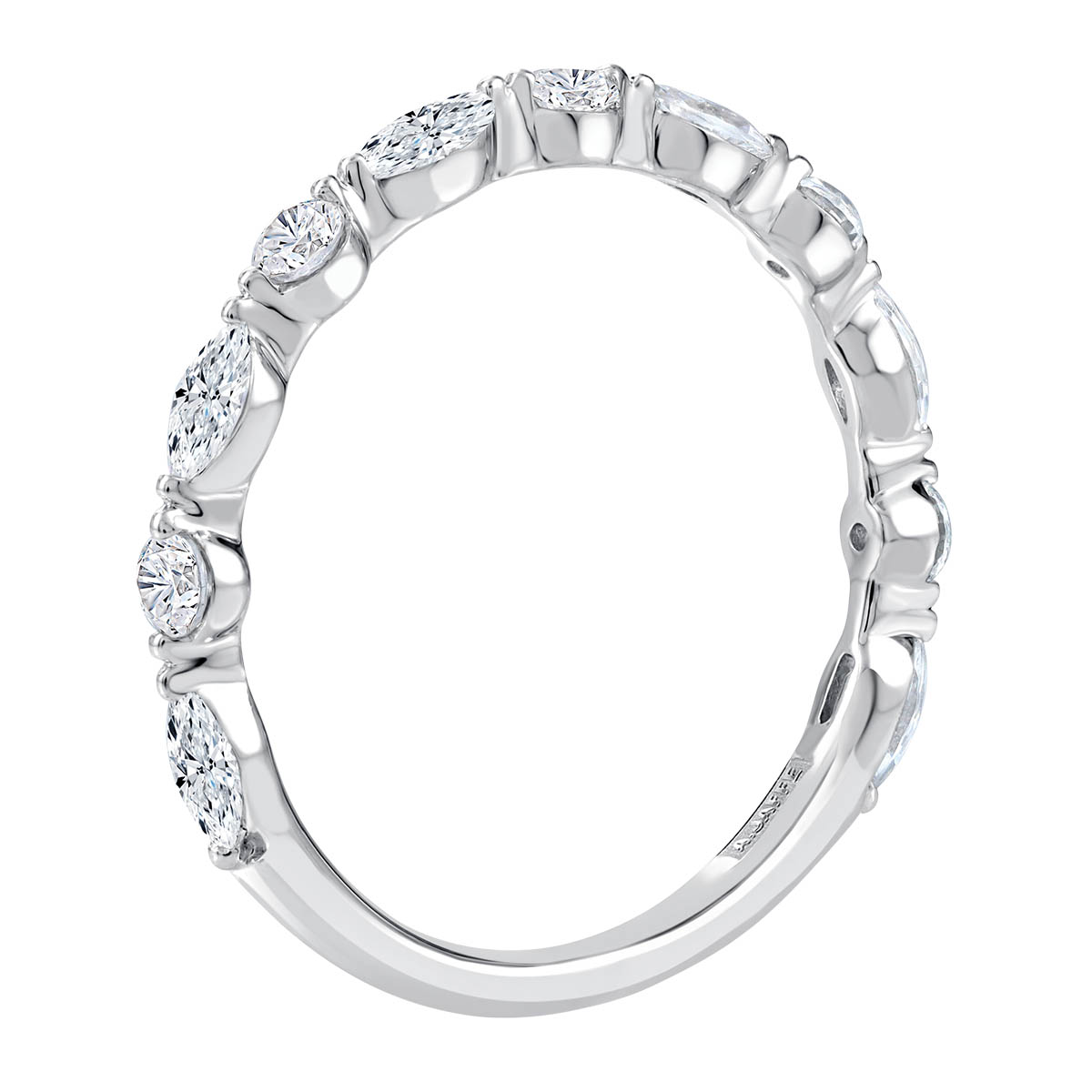 A. Jaffe Round & Marquise Diamond Alternating Pattern Wedding Band in White Gold, 0.67 cttw