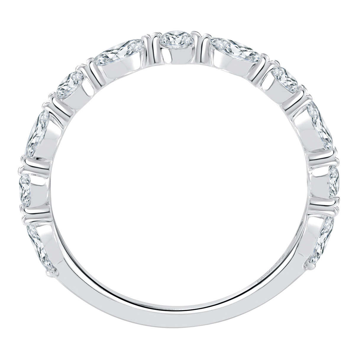 A. Jaffe Round & Marquise Diamond Alternating Pattern Wedding Band in White Gold, 0.67 cttw