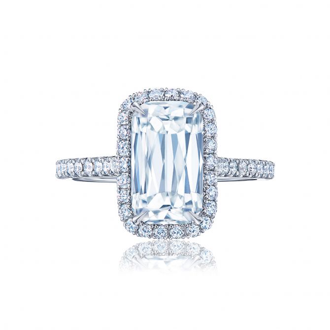 Kwiat Ashoka Diamond Halo Engagement Ring with Pavé in Platinum