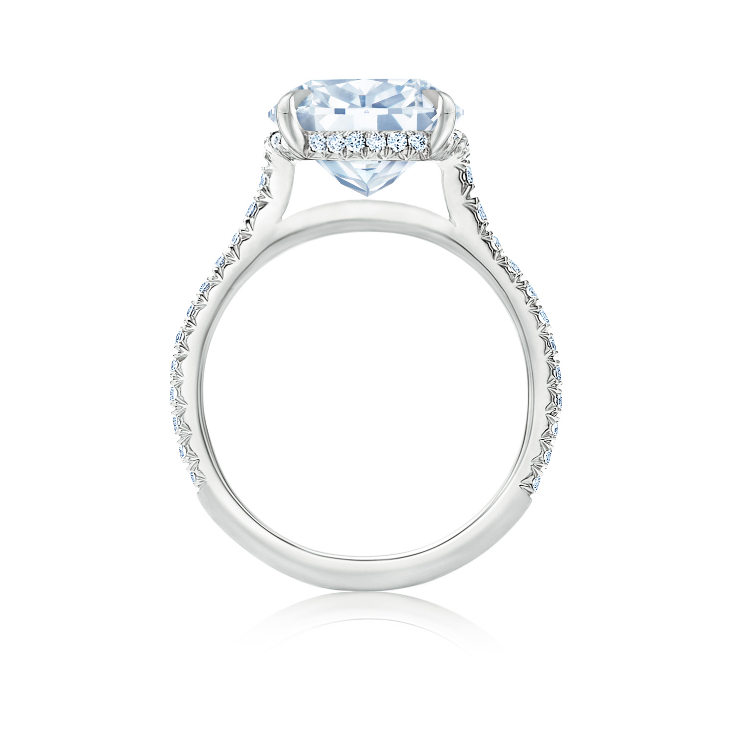Kwiat Diamond Engagement Ring with Thin Pavé Diamond Band in Platinum
