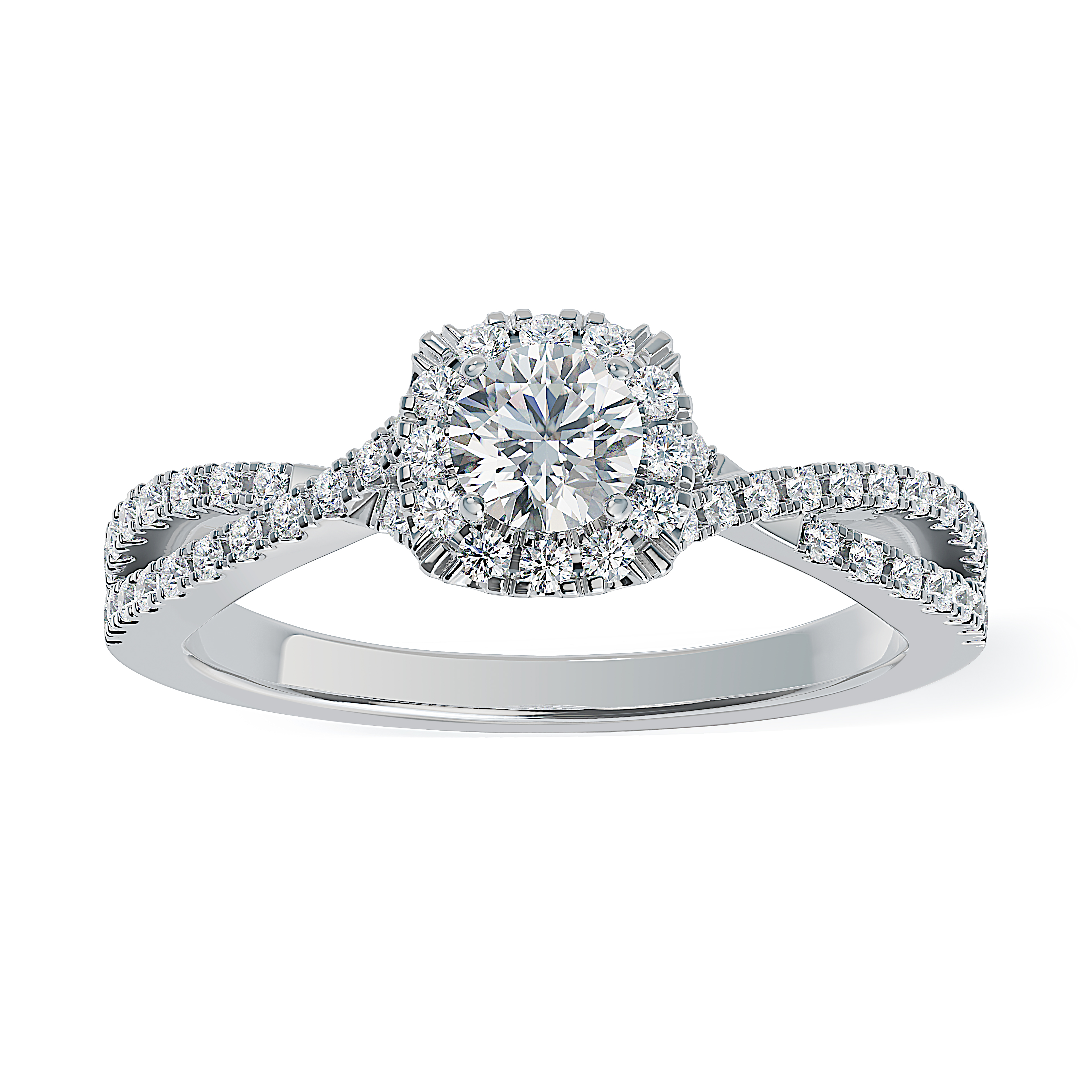 ALTR Lab Grown Diamond Halo Engagement Ring with Criss Cross Shank ...