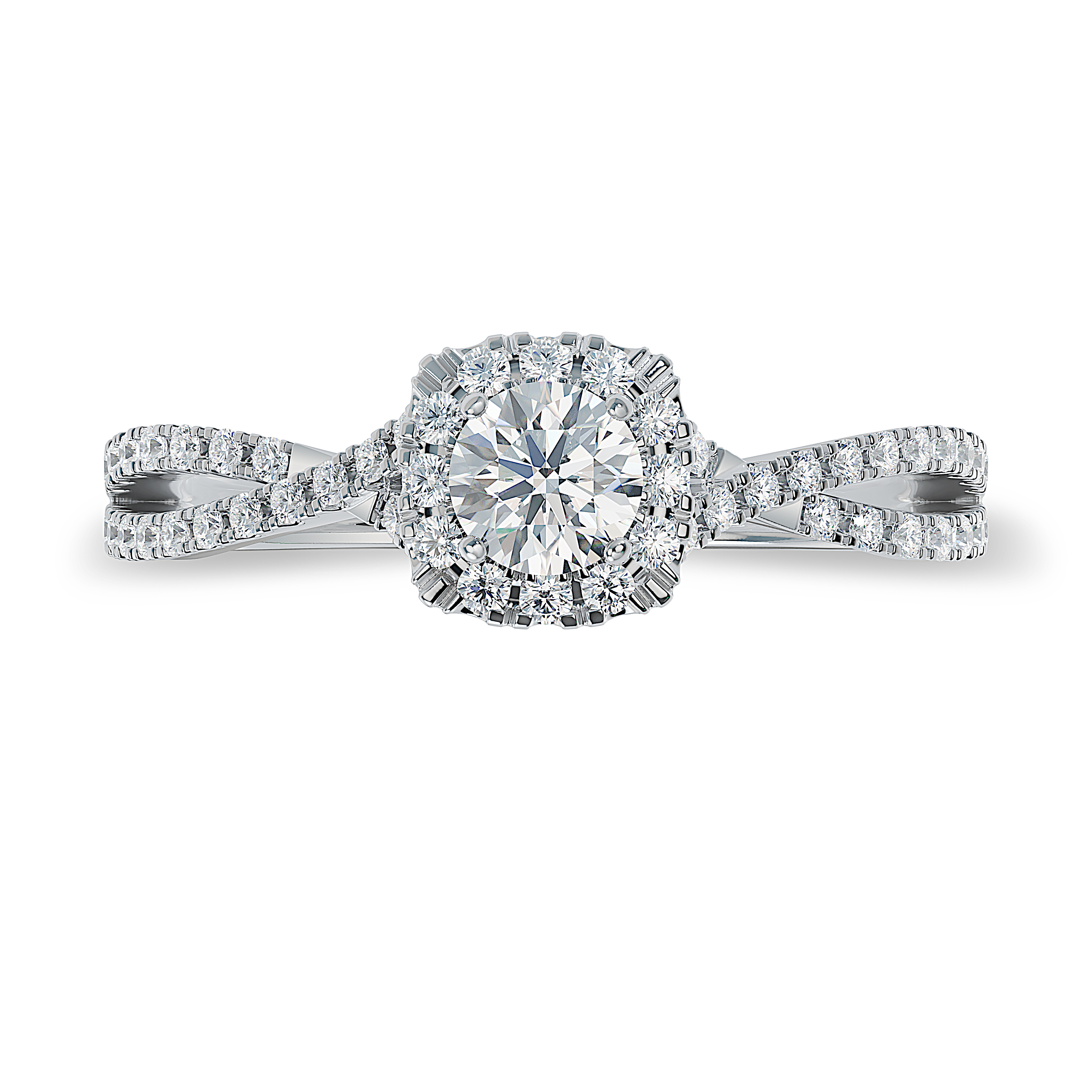 ALTR Lab Grown Diamond Halo Engagement Ring with Criss Cross Shank ...