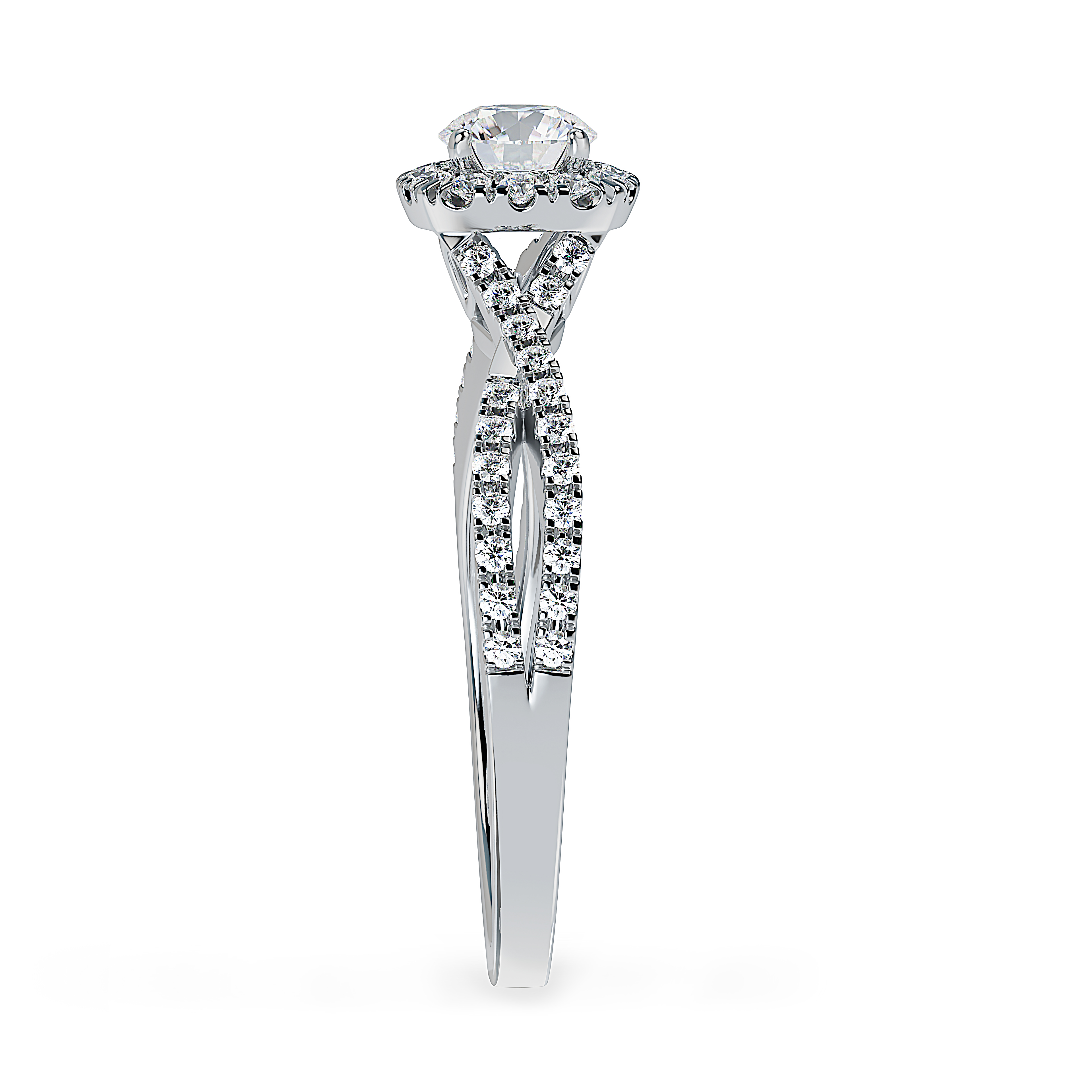 ALTR Lab Grown Diamond Halo Engagement Ring with Criss Cross Shank ...