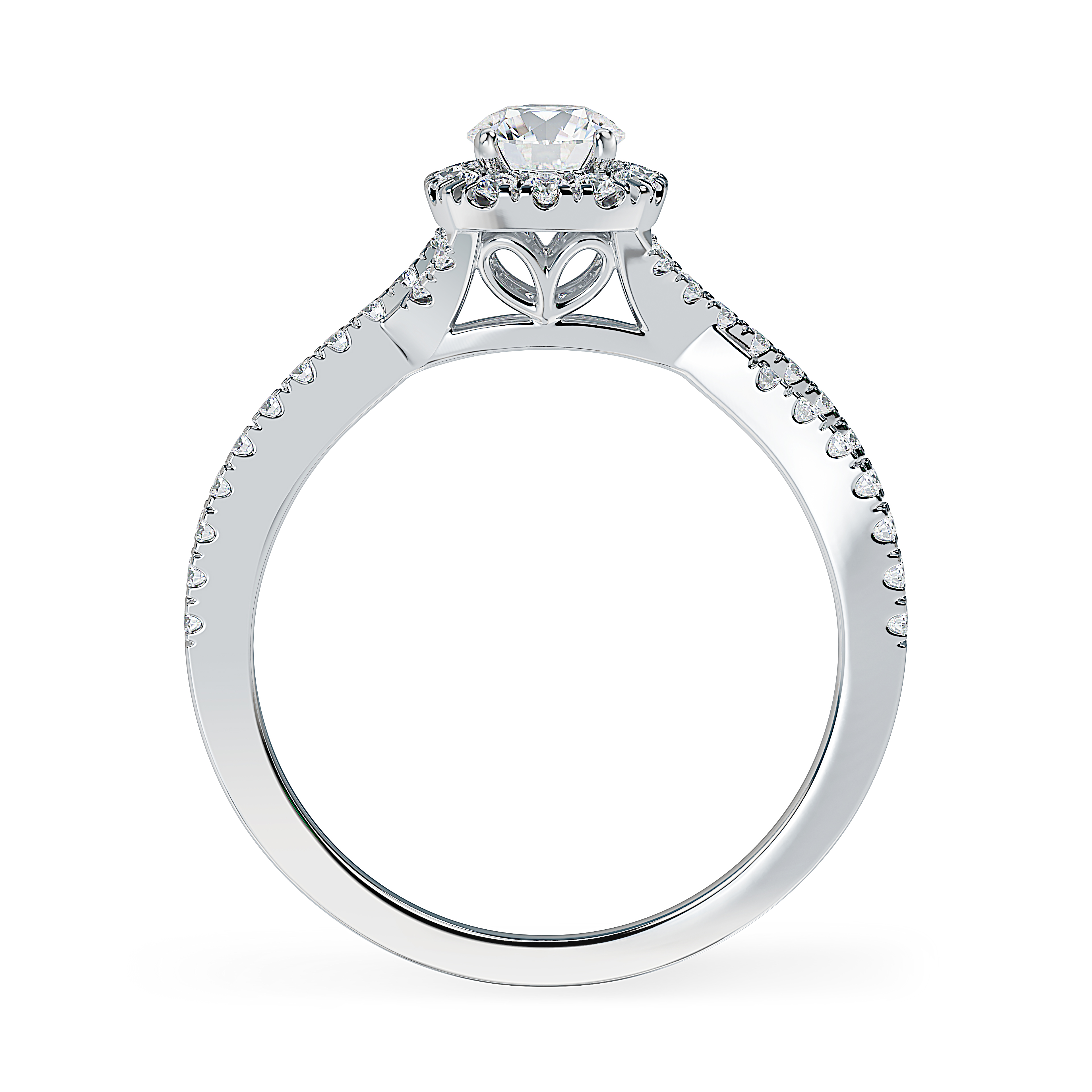 ALTR Lab Grown Diamond Halo Engagement Ring with Criss Cross Shank ...
