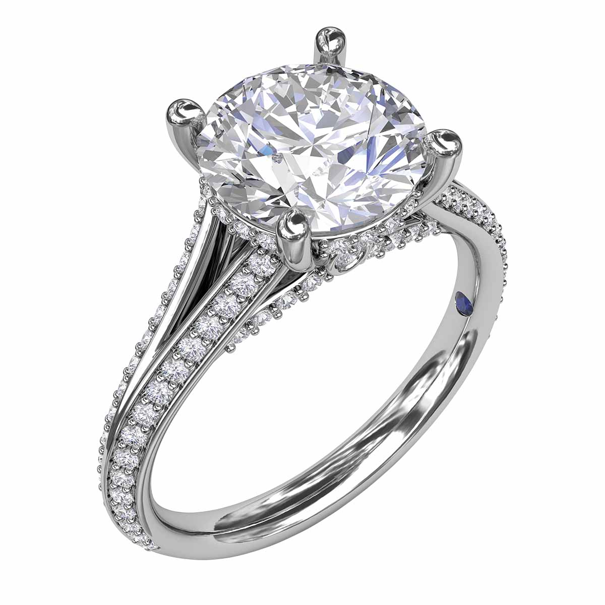 Diamond Split Shank Engagement Ring Setting in White Gold