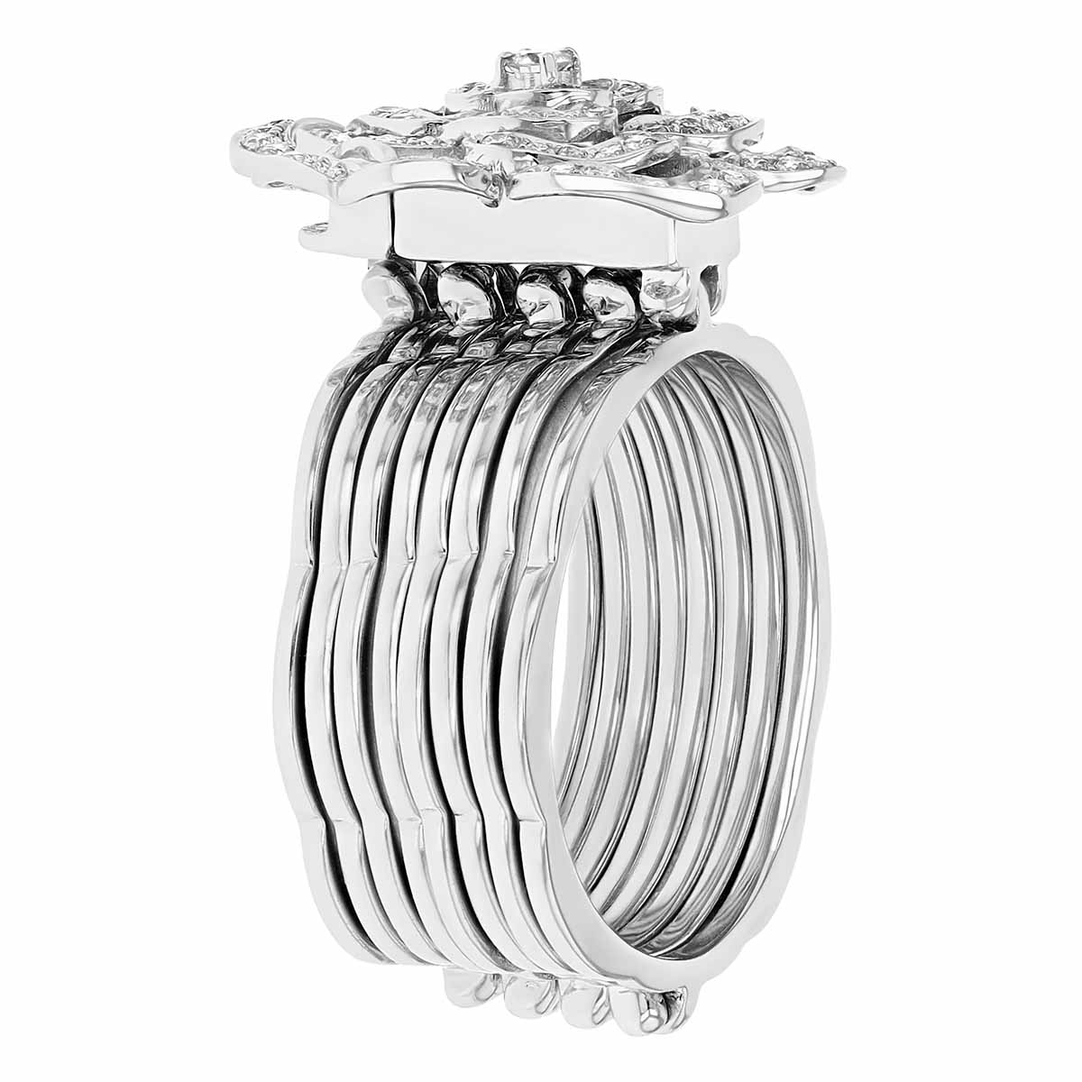 Diamond Flower Convertible Ring & Bracelet in White Gold