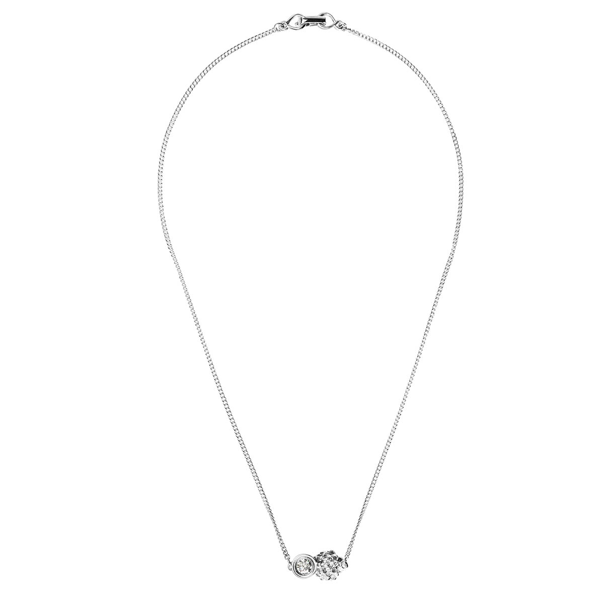 TANE Mexico 1942 Dalia Flower & Bezel Set Lab-Grown Diamond Pendant in Sterling Silver, 16.5