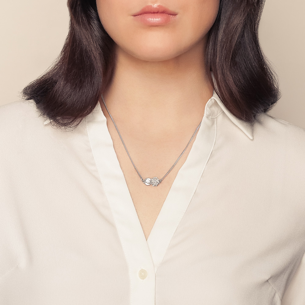 TANE Mexico 1942 Dalia Flower & Bezel Set Lab-Grown Diamond Pendant in Sterling Silver, 16.5