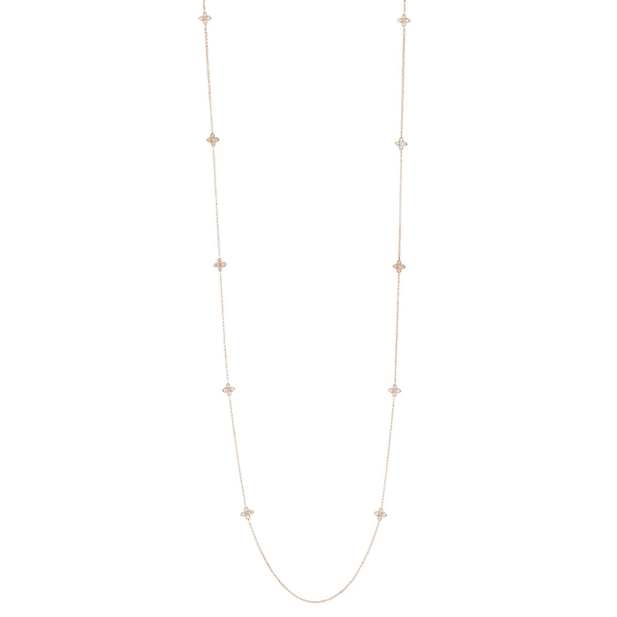 Roberto Coin Love by the Yard Diamond Flower 10 Station Necklace in Rose Gold, 36