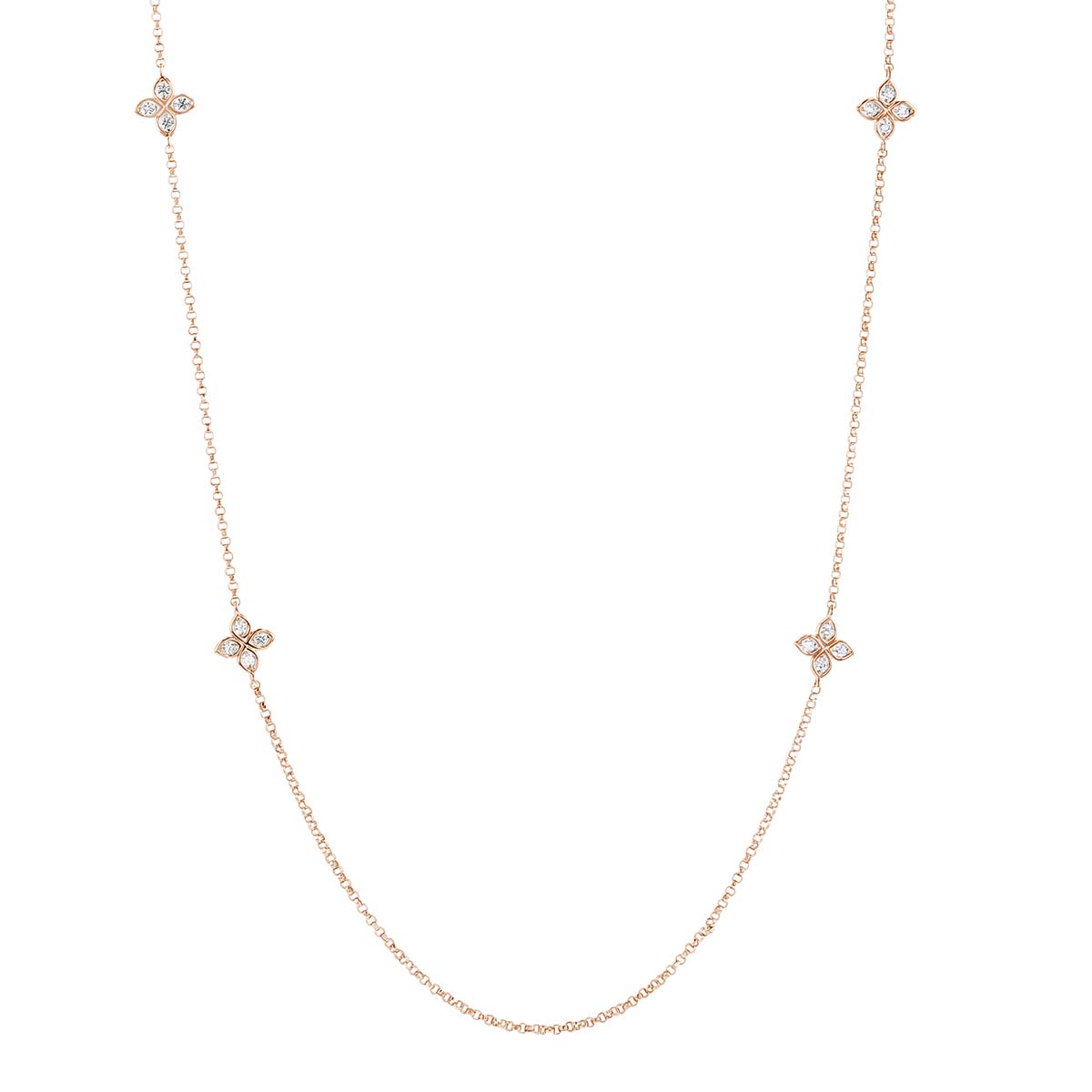 Roberto Coin Love by the Yard Diamond Flower 10 Station Necklace in Rose Gold, 36