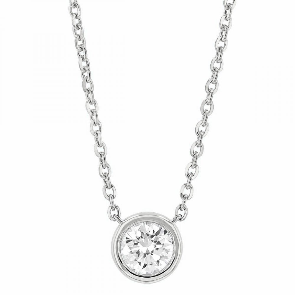 Borsheims Signature Collection Diamond Solitaire Necklace in White Gold, 0.50 cttw, 18