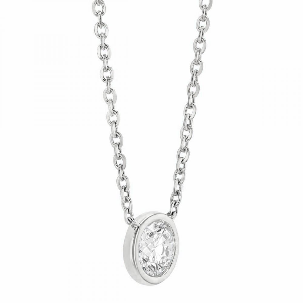 Borsheims Signature Collection Diamond Solitaire Necklace in White Gold, 0.50 cttw, 18