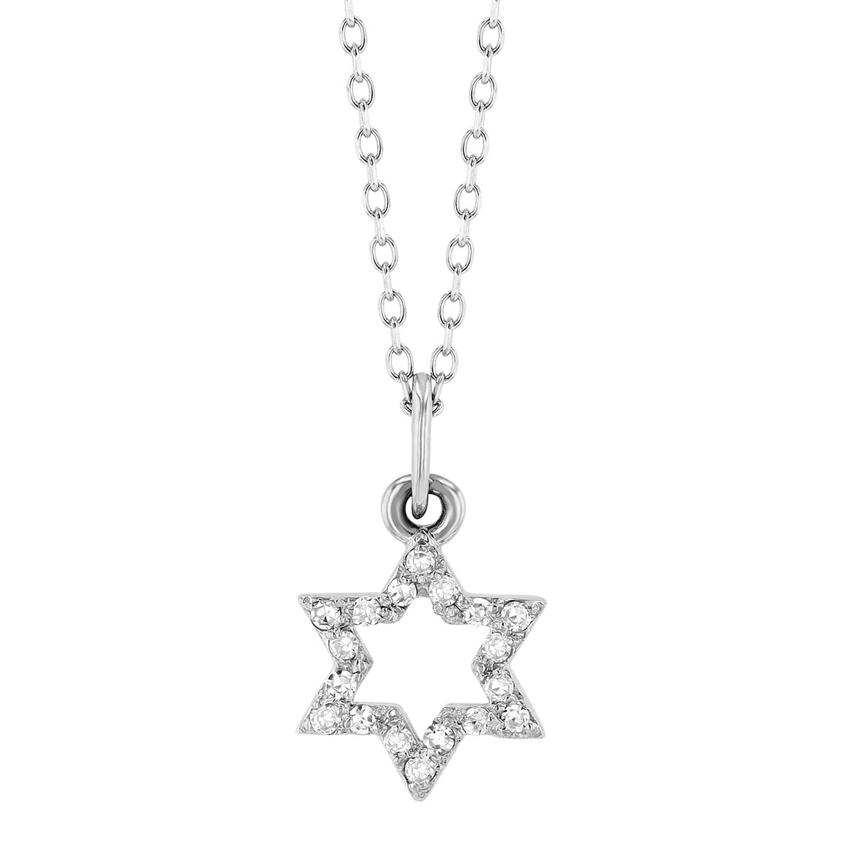 Diamond Star of David Pendant Necklace in White Gold