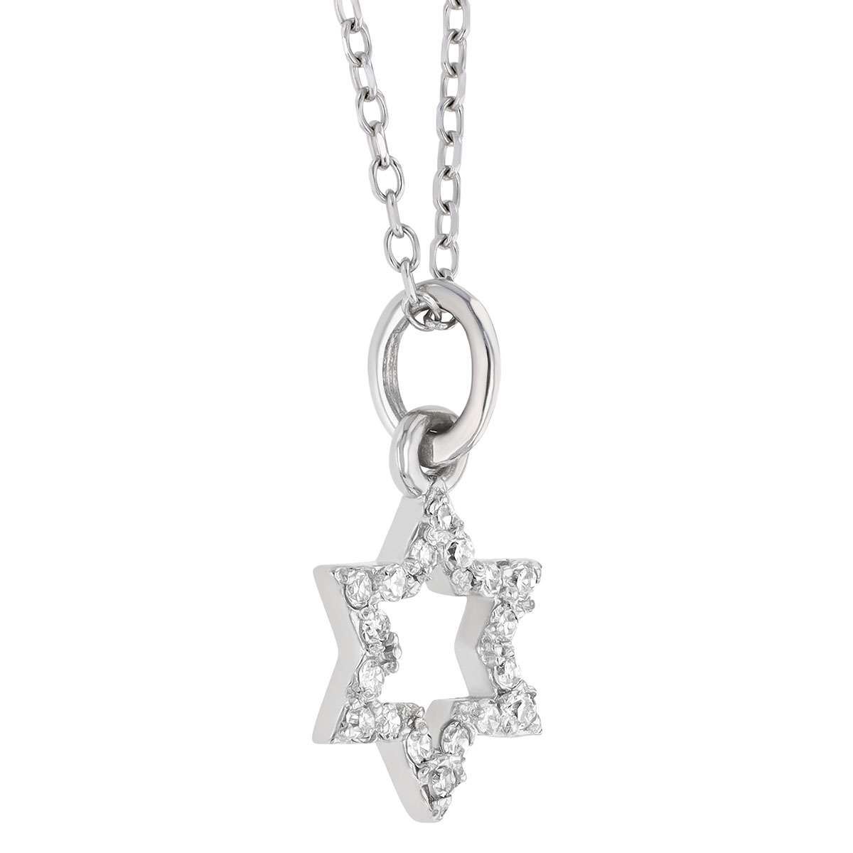 Diamond Star of David Pendant Necklace in White Gold